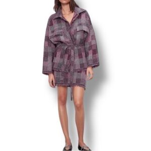 Zara Purple Plaid Check Knit Jacket and Skirt Co-ord Set Rare Blogger Fav Small